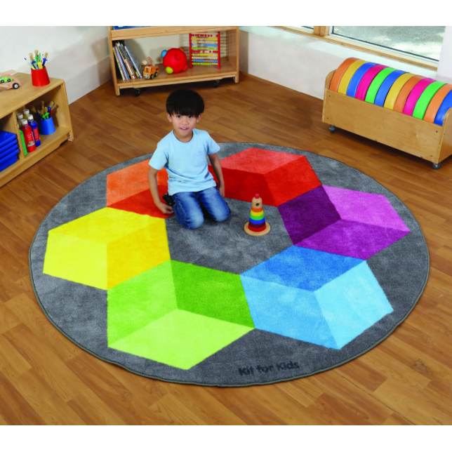 „Rainbow™“ apvalus kilimas su daugiakampiais 200cm