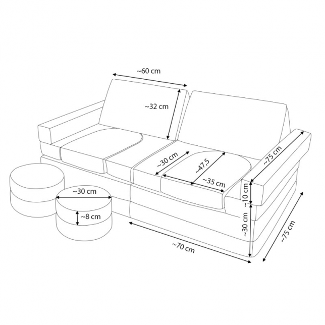 Modulinė poroloninė sofa, šviesi