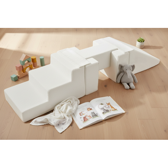 Soft Play rinkinys „Footbridge su čiuožykla“ (5 blokai), kreminės spalvos
