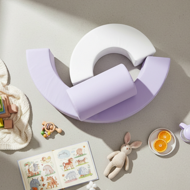 Soft Play rinkinys „Footbridge su čiuožykla“ (5 blokai), kreminės spalvos