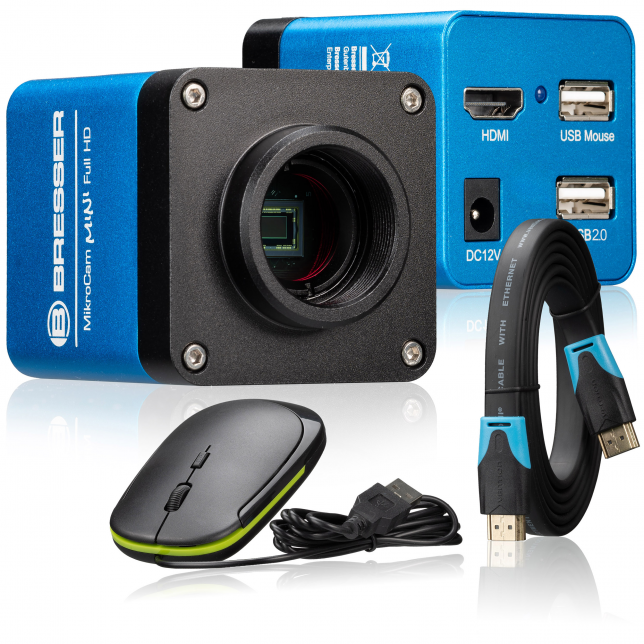 BRESSER Zoom Optics DST-0745 su MikroCam MINI Full HD HDMI kamera ir MINI HDMI Full HD ekranu (13,3 colio)