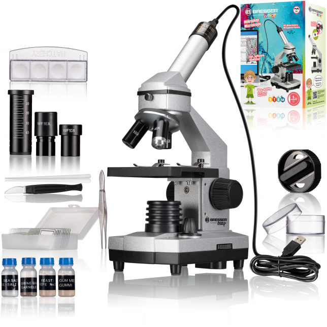 BRESSER JUNIOR 40x-1024x mikroskopas su HD okuliaro kamera