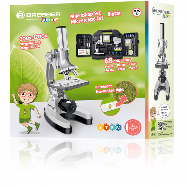 BRESSER JUNIOR Biotar DLX 300x-1200x mikroskopas su dėklu