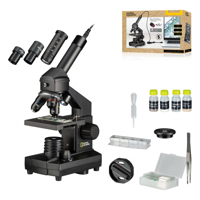 NATIONAL GEOGRAPHIC mikroskopų rinkinys 40x-1024x USB (įskaitant dėklą ir USB okuliarą)
