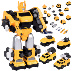 Transformuojamas robotas „MAGNET MECHA“ geltonas