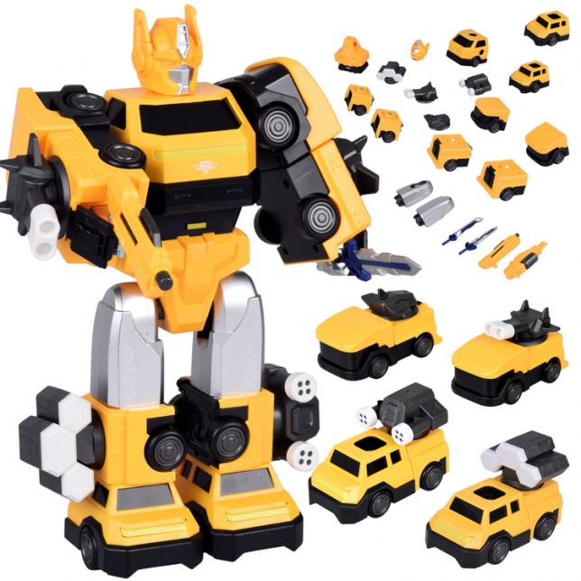 Transformuojamas robotas „MAGNET MECHA“ geltonas