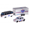Licencijuoti metaliniai automobiliai 1:64 – Volkswagen Van “Samba” ir Volkswagen Beetle su priekaba