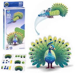 3D kartoninė dėlionė – spalvingas povas