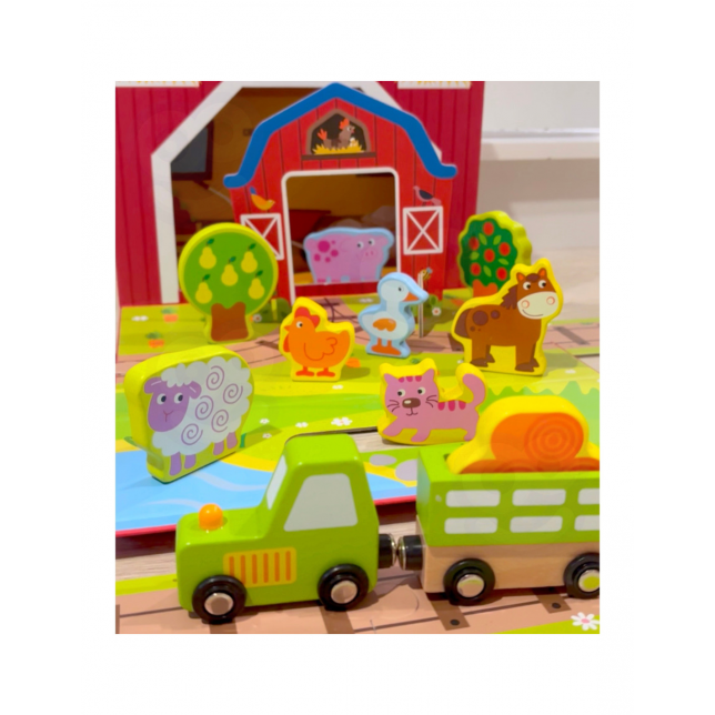 TOOKY TOY medinės fermos figūrėlės lagamine