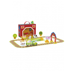 TOOKY TOY medinės fermos figūrėlės lagamine