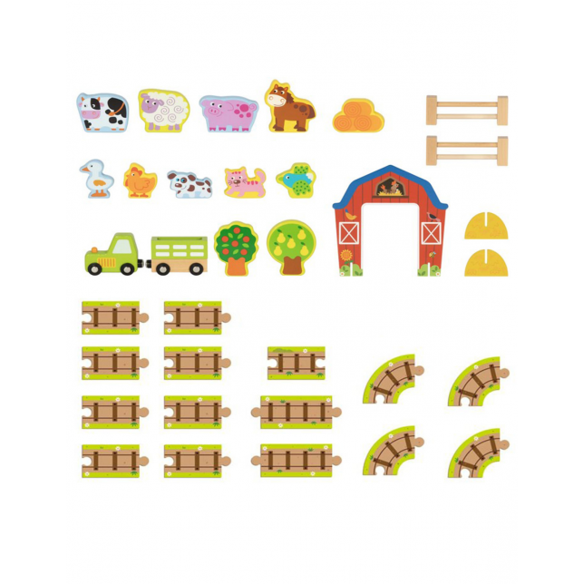TOOKY TOY medinės fermos figūrėlės lagamine