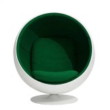 Žalsvos spalvos, akustinė, kiaušinio formos kėdė.