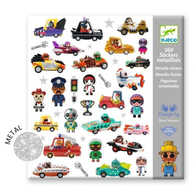 160 lipdukų – „Crazy Motors“ pasaulis