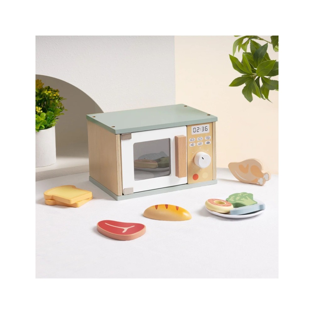 TOOKY TOY medinis maisto rinkinys su mikrobangų krosnele