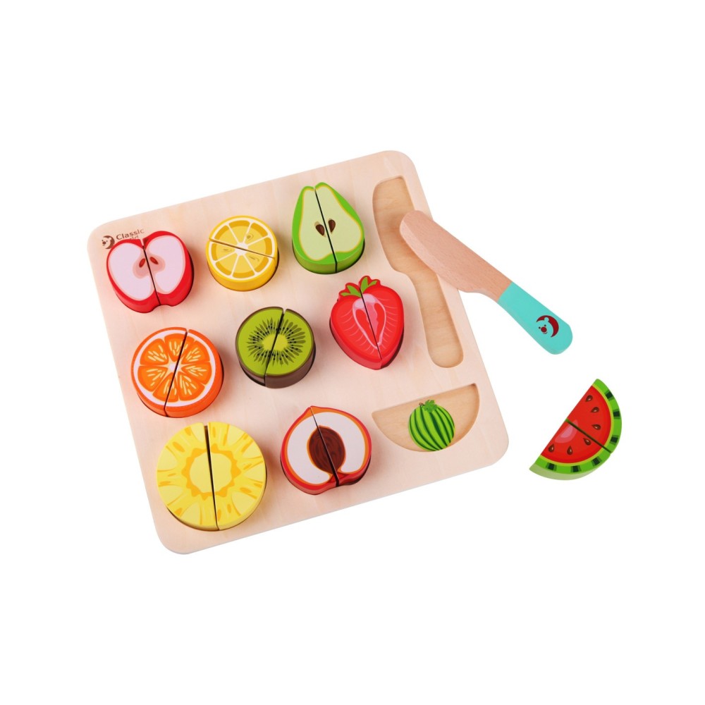 „CLASSIC WORLD“ Montessori vaisių pjaustymo rinkinys su „Velcro“ lipdukais, 20 vnt.
