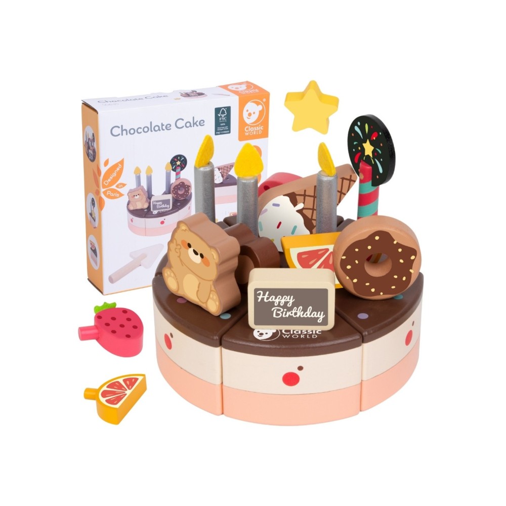 CLASSIC WORLD Medinis gimtadienio tortas pjaustymui, 19 vnt.