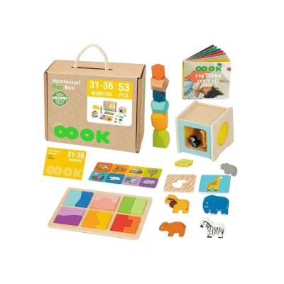 WOOPIE GREEN „Box XXL“ – „Montessori“ ugdomoji 7-in-1 sensorinė dėžutė, skirta 31–36 mėnesių vaikams, FSC