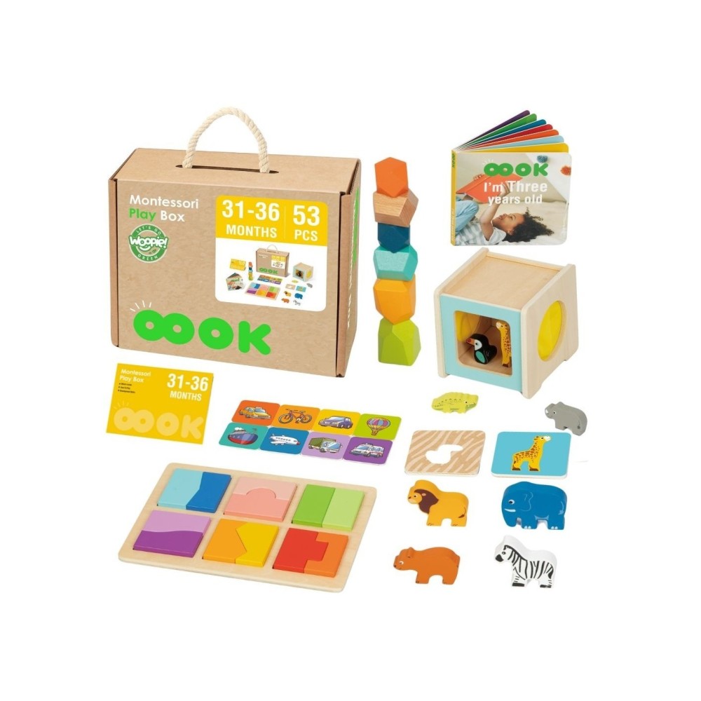 WOOPIE GREEN „Box XXL“ – „Montessori“ ugdomoji 7-in-1 sensorinė dėžutė, skirta 31–36 mėnesių vaikams, FSC