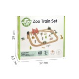 WOOPIE GREEN Medinis zoologijos sodo traukinių rinkinys su magnetinėmis bėgėlių juostomis, 60 vnt., FSC