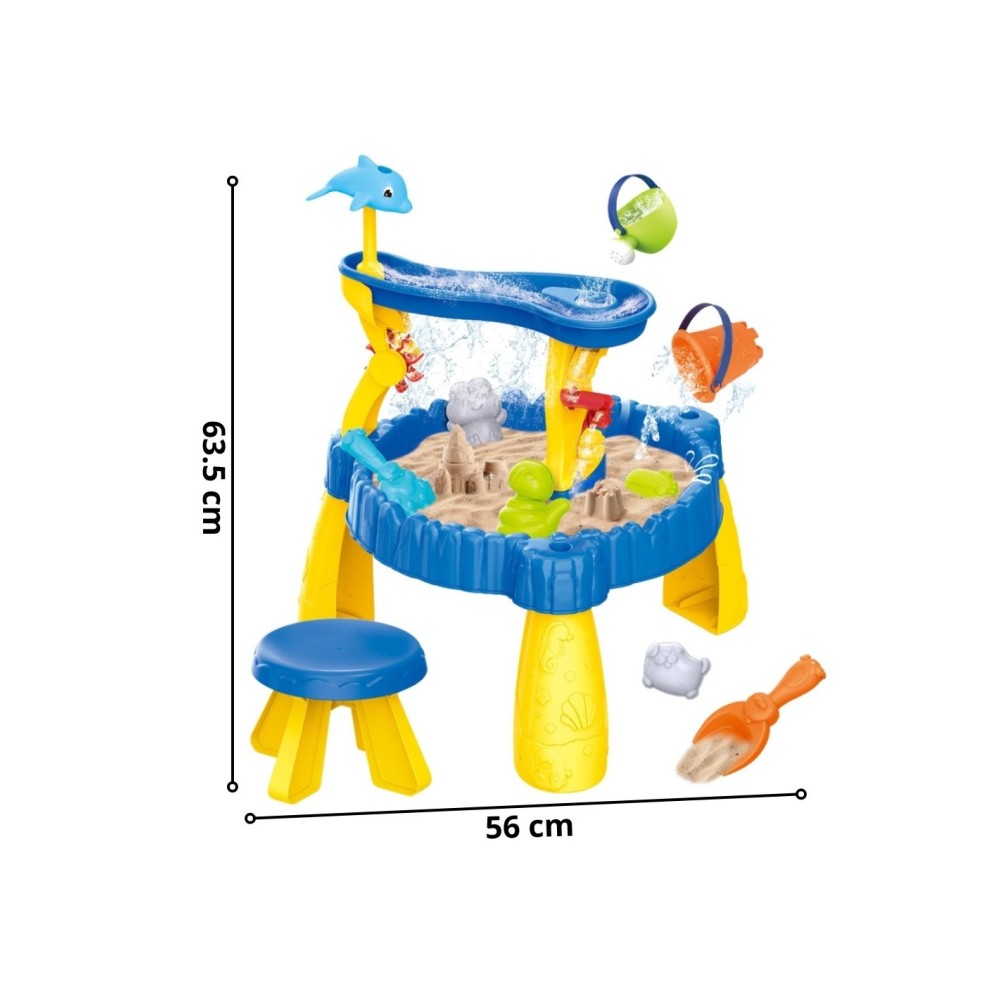 WOOPIE XL vandens staliukas su kėde 2in1 ir delfinų smėlio dėžė (12 vnt.)