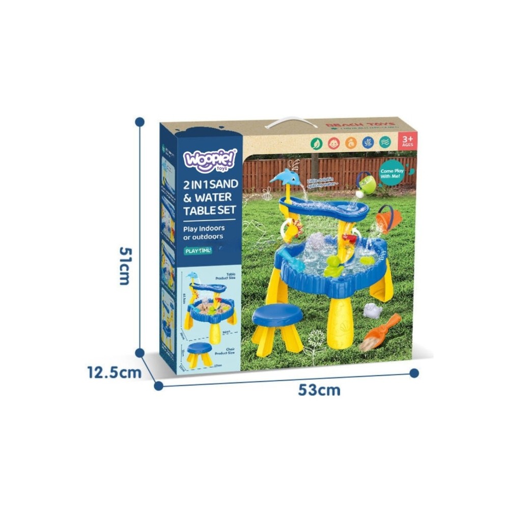 WOOPIE XL vandens staliukas su kėde 2in1 ir delfinų smėlio dėžė (12 vnt.)