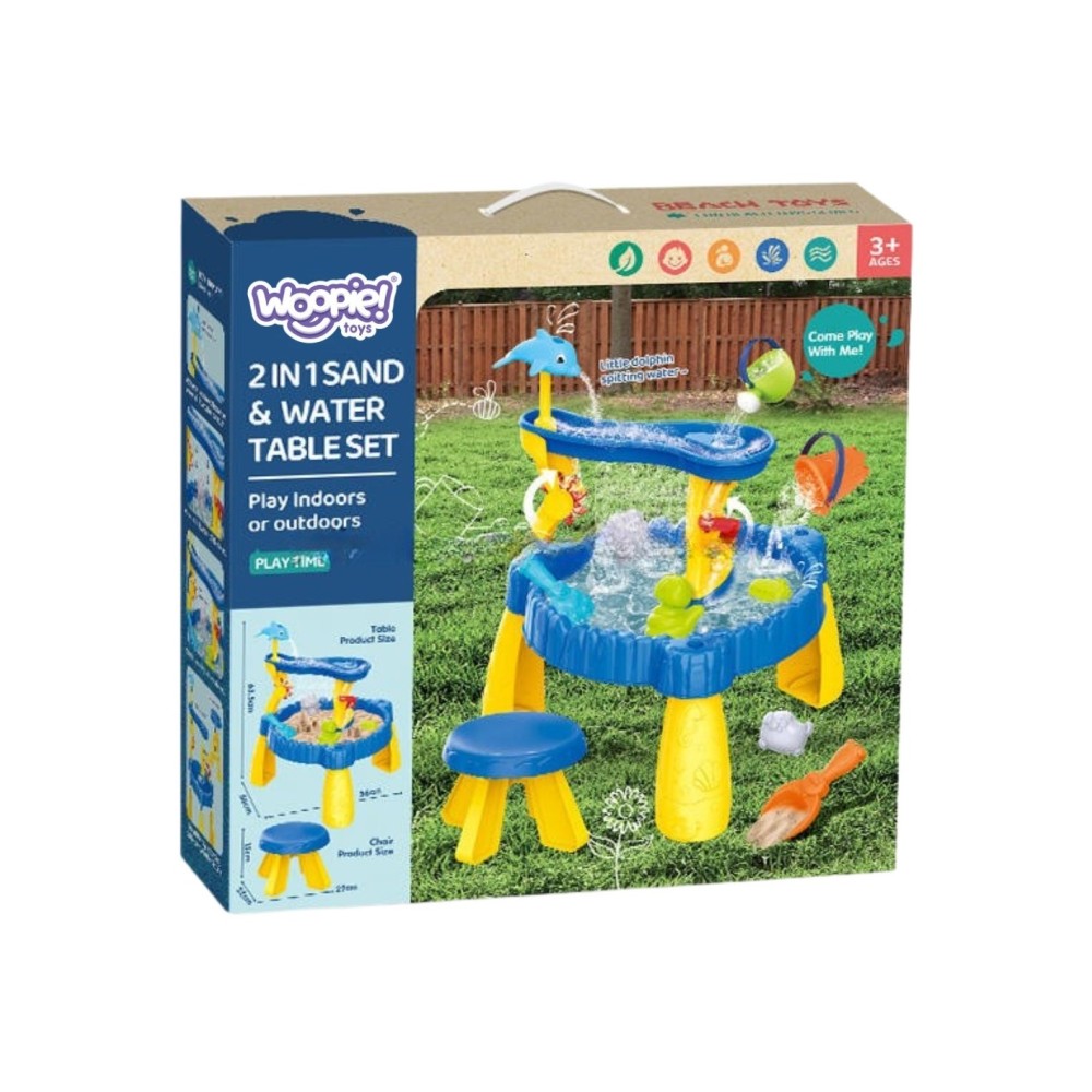 WOOPIE XL vandens staliukas su kėde 2in1 ir delfinų smėlio dėžė (12 vnt.)