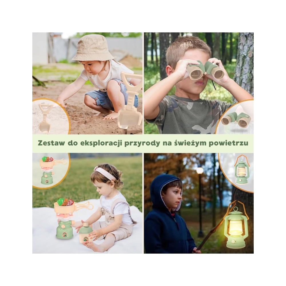 WOOPIE „Discovery“ mažųjų tyrinėtojų rinkinys: XXL dydžio palapinė stovyklavimui, 15 dalių.