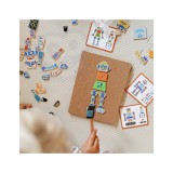 VIGA „Montessori“ medinis vinių ir kortelių rinkinys ,,Robotai" 45 dalių