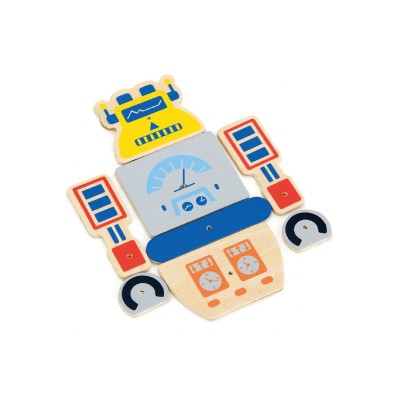 VIGA „Montessori“ medinis vinių ir kortelių rinkinys ,,Robotai" 45 dalių