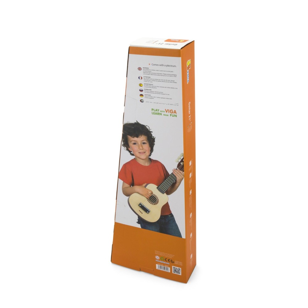 „Viga“ medinė gitara vaikams, natūralios spalvos, 6 stygų