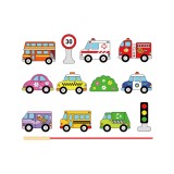VIGA veriami mediniai blokeliai–automobiliai