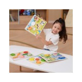 VIGA medinė „Montessori“ dėlionė „2-in-1“ – daržovių figūrėlės