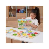 VIGA medinė „Montessori“ dėlionė „2-in-1“ – daržovių figūrėlės