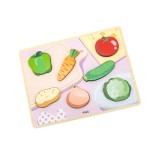 VIGA medinė „Montessori“ dėlionė „2-in-1“ – daržovių figūrėlės