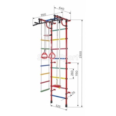 Sporto kompleksas RAINBOW balta-juoda, 230x52,5cm.