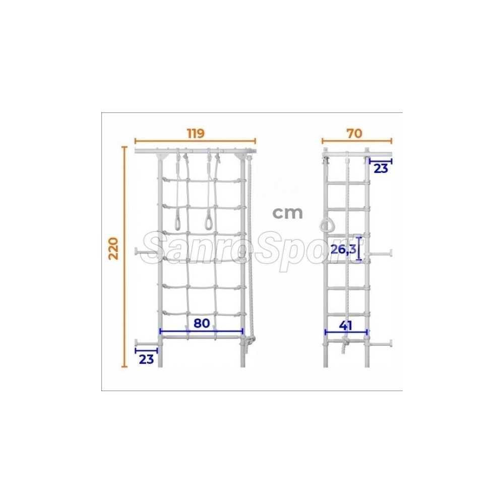 Sporto kompleksas S4 balta-geltona, 219,6x70,2x119cm.