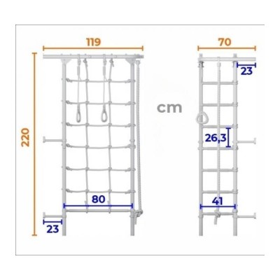Sporto kompleksas S4 balta-pilka, 219,6x70,2x119cm.