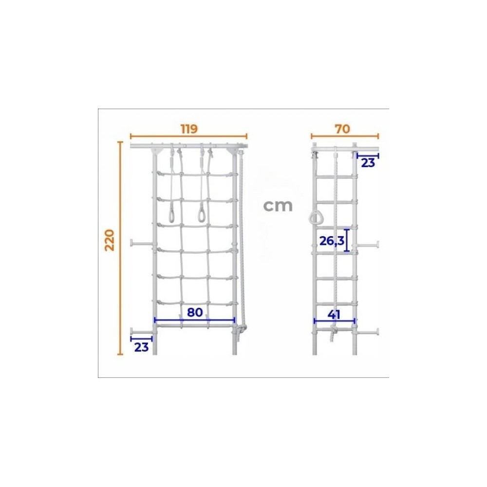 Sporto kompleksas S4 balta-pilka, 219,6x70,2x119cm.