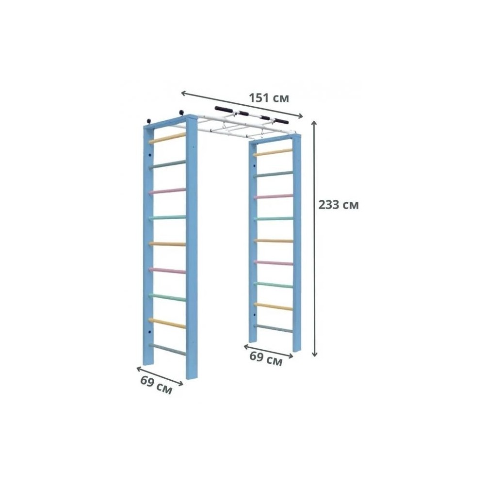 Medinis sporto kompleksas FITWALL sp. balta/natūrali, 233x69x151 cm.