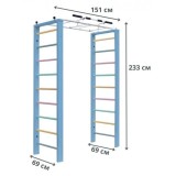 Medinis sporto kompleksas FITWALL sp. balta/natūrali, 233x69x151 cm.