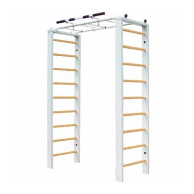 Medinis sporto kompleksas FITWALL sp. balta/natūrali, 233x69x151 cm.