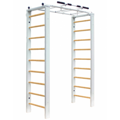 Medinis sporto kompleksas FITWALL sp. balta/natūrali, 233x69x151 cm.