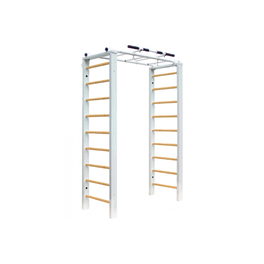 Medinis sporto kompleksas FITWALL sp. balta/natūrali, 233x69x151 cm.