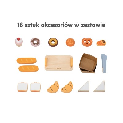 „VIGA“ medinė mini kepyklėlė su kepinių stendu, 16 vnt.