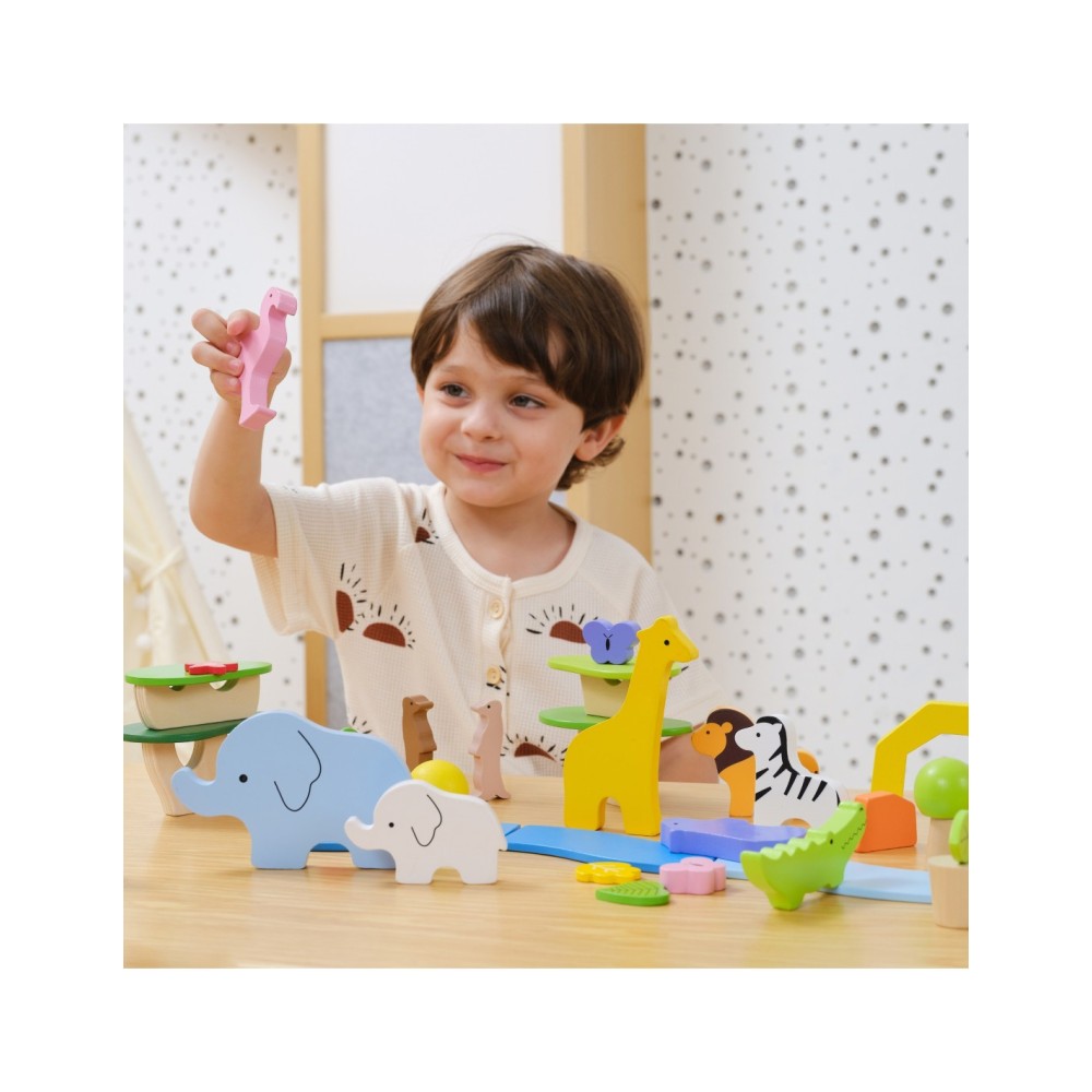 VIGA mediniai blokeliai „Spalvingos atogrąžų istorijos“ su dėžutė, 55 vnt.