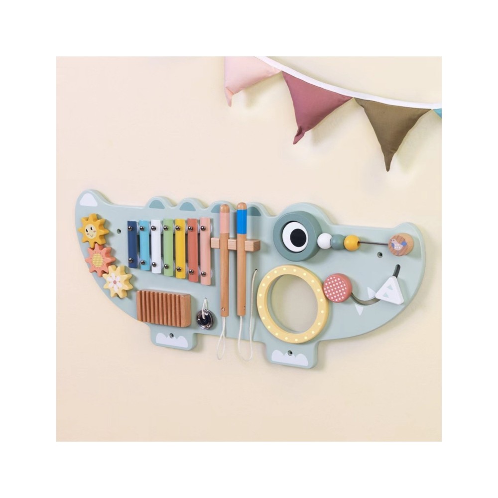 Medinė manipuliacinė lenta „Krokodilas“ (3 dalių) TOOKY TOY
