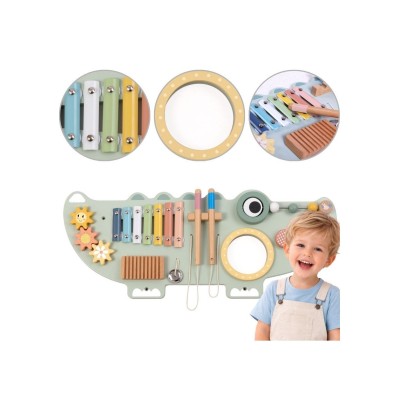 Medinė manipuliacinė lenta „Krokodilas“ (3 dalių) TOOKY TOY