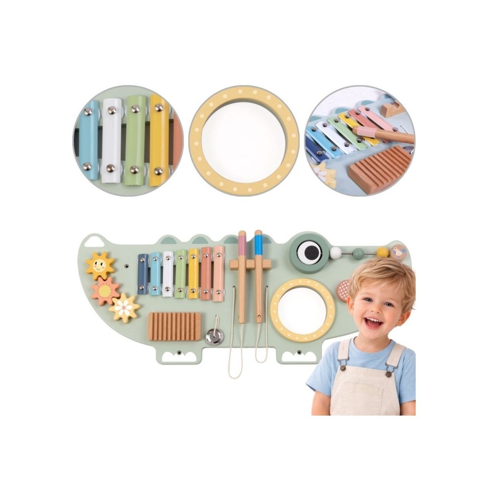 Medinė manipuliacinė lenta „Krokodilas“ (3 dalių) TOOKY TOY