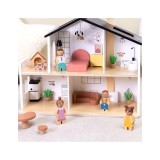 Medinis lėlių namelis su aksesuarais ir šeima (20 dalių) TOOKY TOY