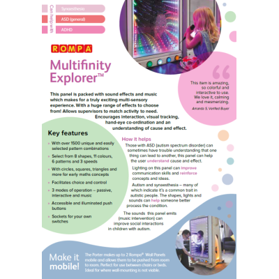 „Snoezelen® Multifinity Explorer™“ sensorinė sieninė panelė